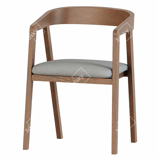 Modern Walnut Dining Chair 3D model image 1