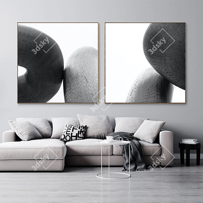 Abstract Plaster Square Frames Set 3D model image 3