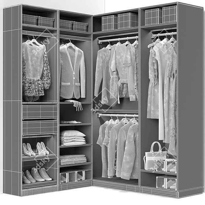 Modern Corner Wardrobe: Ikea PAX 3D model image 4