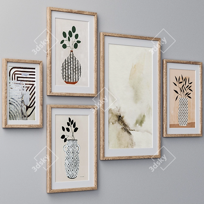 Elegant Set of Wall Paintings 3D model image 3