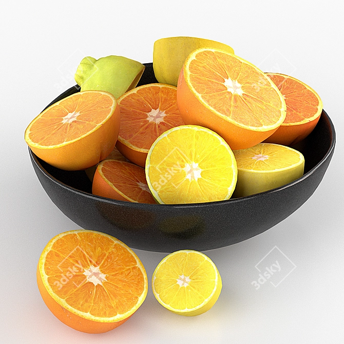 Fruit Set: Oranges, Lemons & Juice 3D model image 4