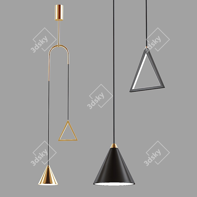 Modern Triangle Cone Pendant Light 3D model image 1