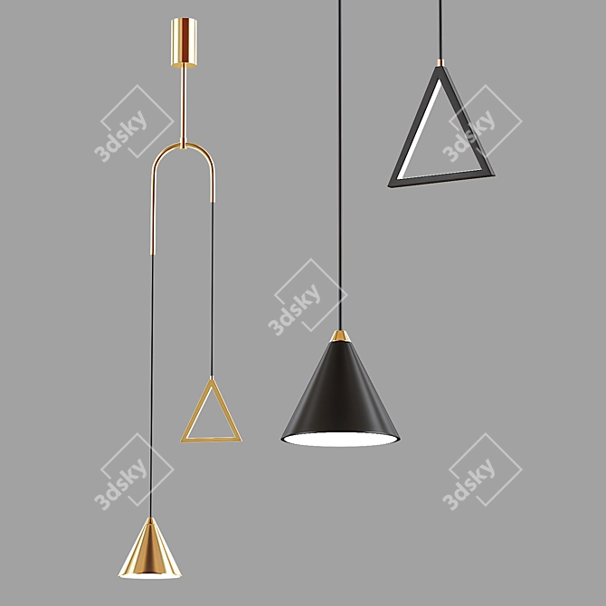 Modern Triangle Cone Pendant Light 3D model image 3