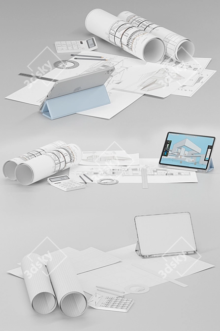 Architect's Workstation: Draftsman Set 3D model image 2