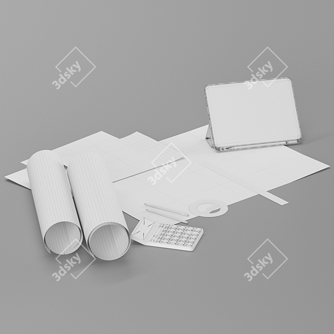 Architect's Workstation: Draftsman Set 3D model image 5