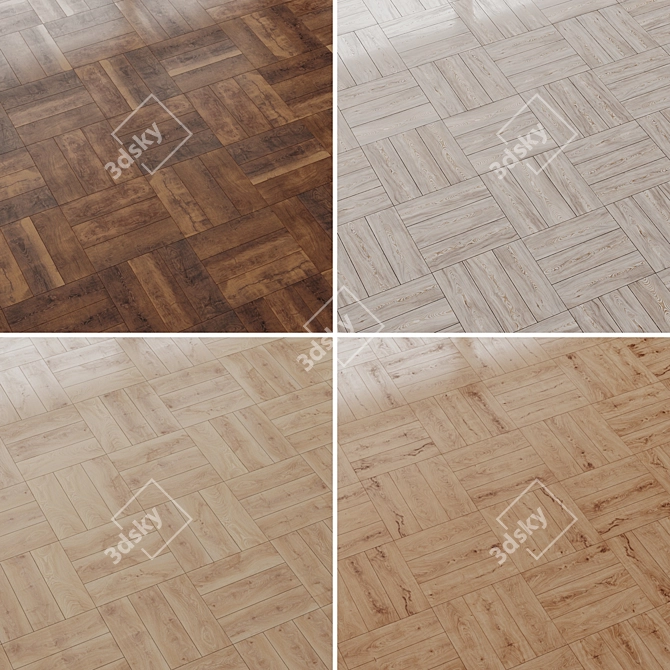 Premium Wood Parquet Flooring Set 3D model image 4