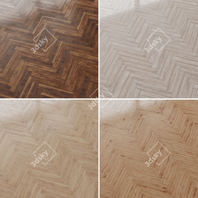 Premium Wood Parquet Flooring Set 3D model image 5