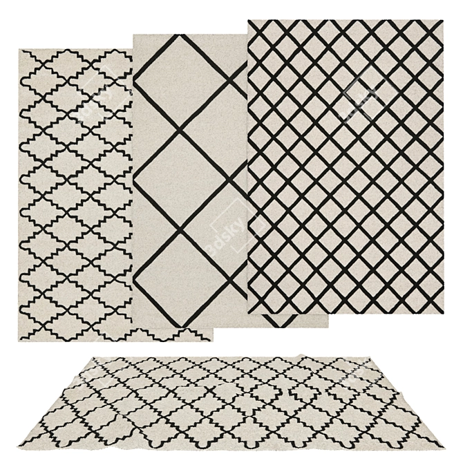 Versatile Rug Set: 6 Stunning Designs 3D model image 1