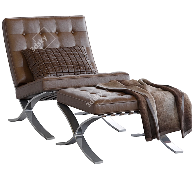 Modern Barcelona Knoll Armchair 3D model image 1