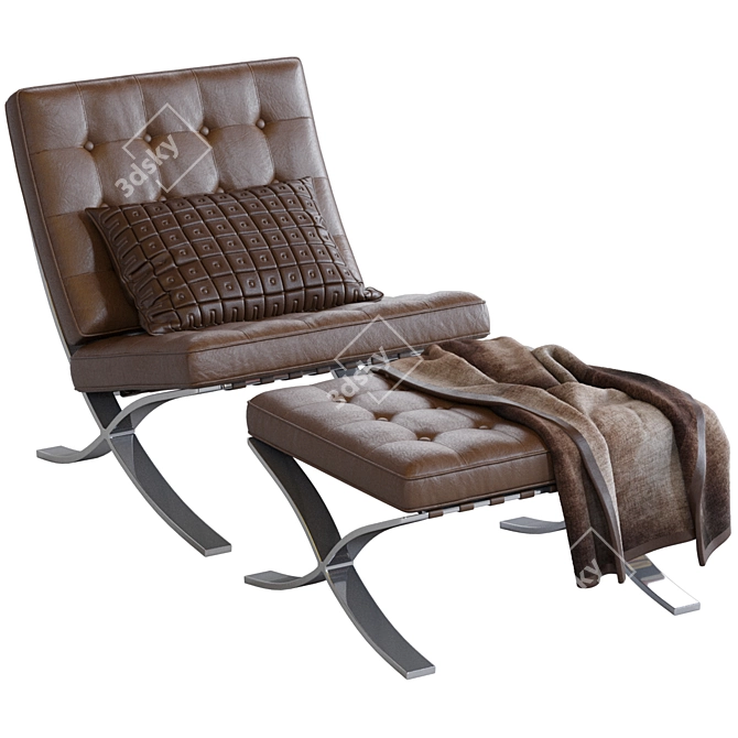 Modern Barcelona Knoll Armchair 3D model image 4