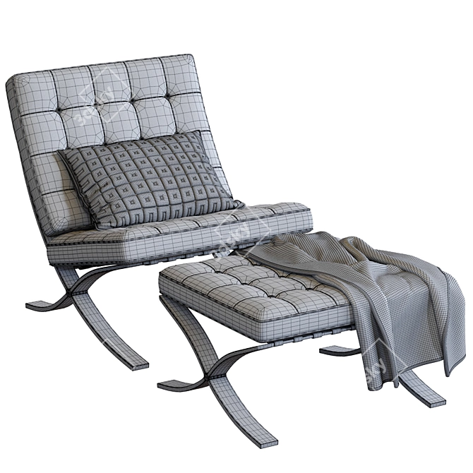 Modern Barcelona Knoll Armchair 3D model image 5