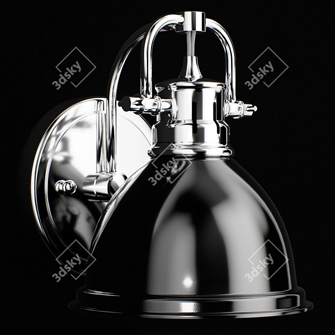 Title: Golden Lighting Chrome Black Wall Sconce 3D model image 1