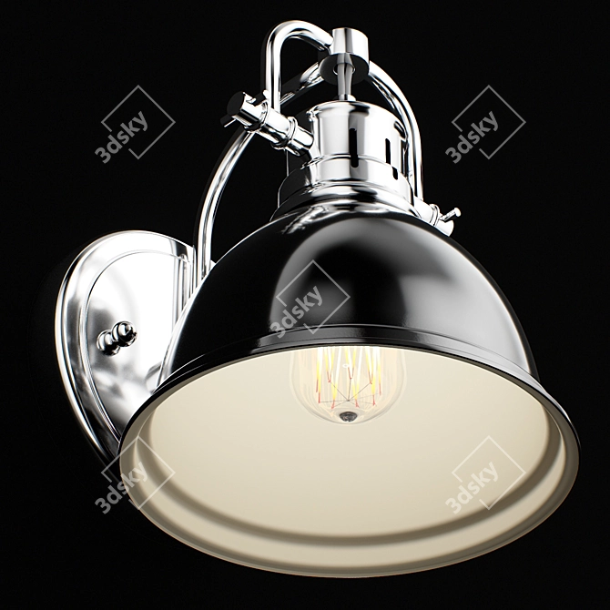 Title: Golden Lighting Chrome Black Wall Sconce 3D model image 3