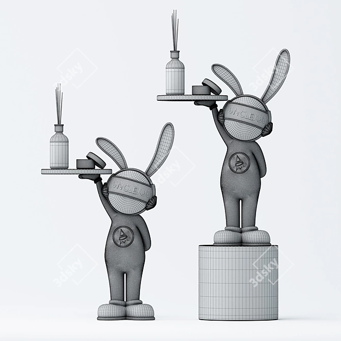 Whimsical Rabbit Shelf: 3D Sculpture 3D model image 2