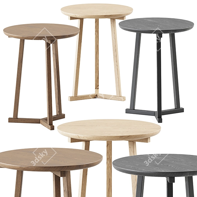 Ethnicraft Oak Tripod Side Table 3D model image 1