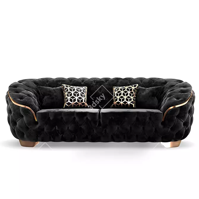 Luxurious Lupino Black Velvet Sofa 3D model image 5