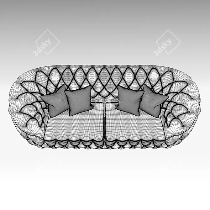 Luxurious Lupino Black Velvet Sofa 3D model image 6