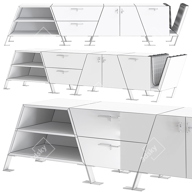 Elegant Fourmosa Sideboard: Stylish Storage Solution 3D model image 2