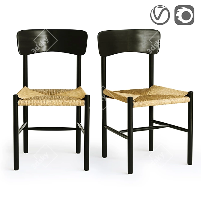 Solan Noir Set of 2 Chairs 3D model image 6