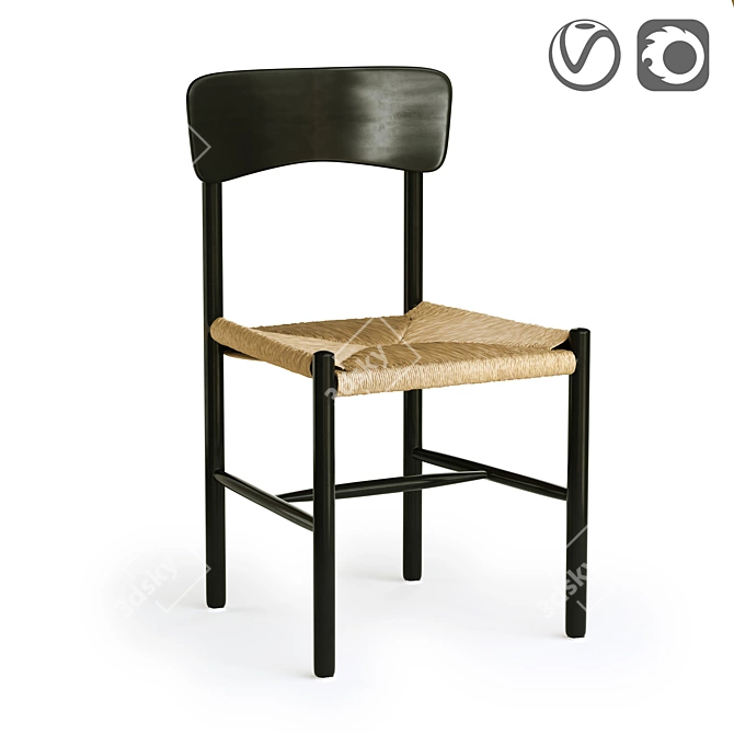 Solan Noir Set of 2 Chairs 3D model image 2