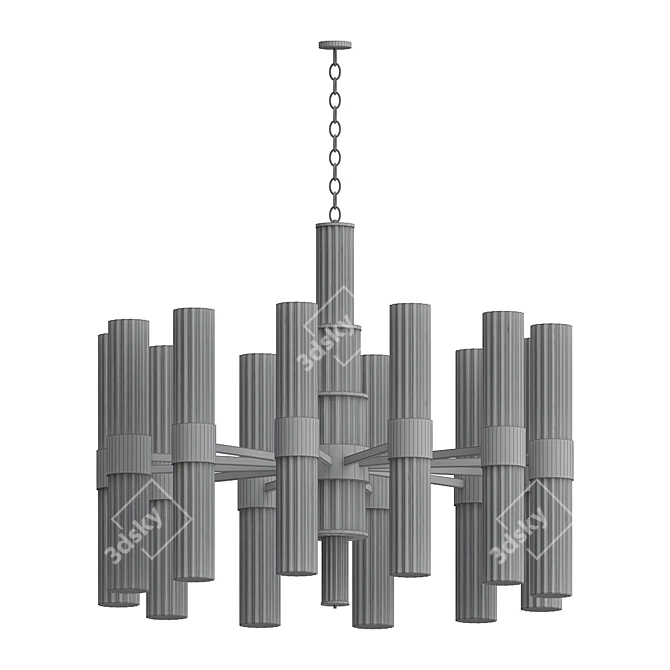 Elegant Gold & White Glass Chandelier 3D model image 2