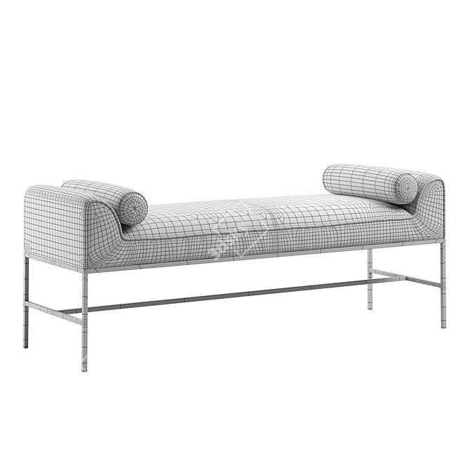 Sleek Gray Leather Bench 3D model image 2