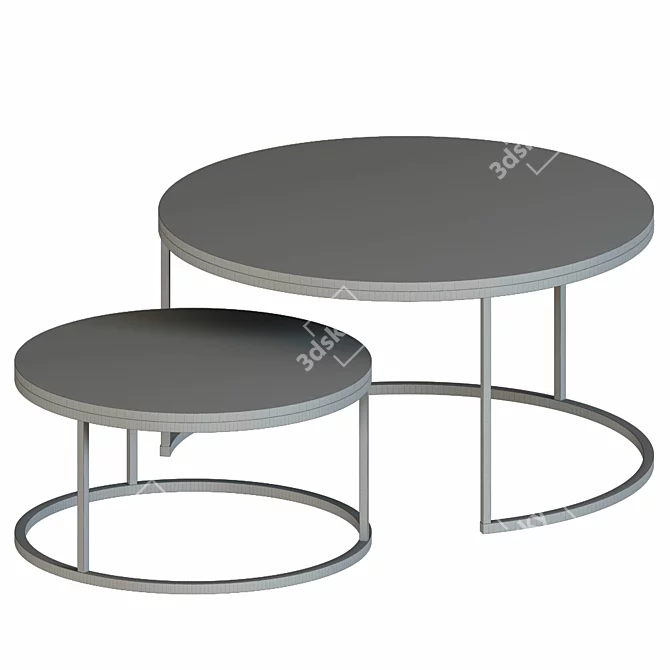Scandi SteelWood Coffee Table 3D model image 2