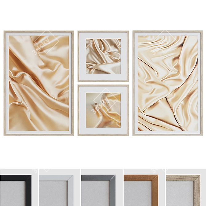 Modern Silk Frame Set with Abstract Patterns 3D model image 1
