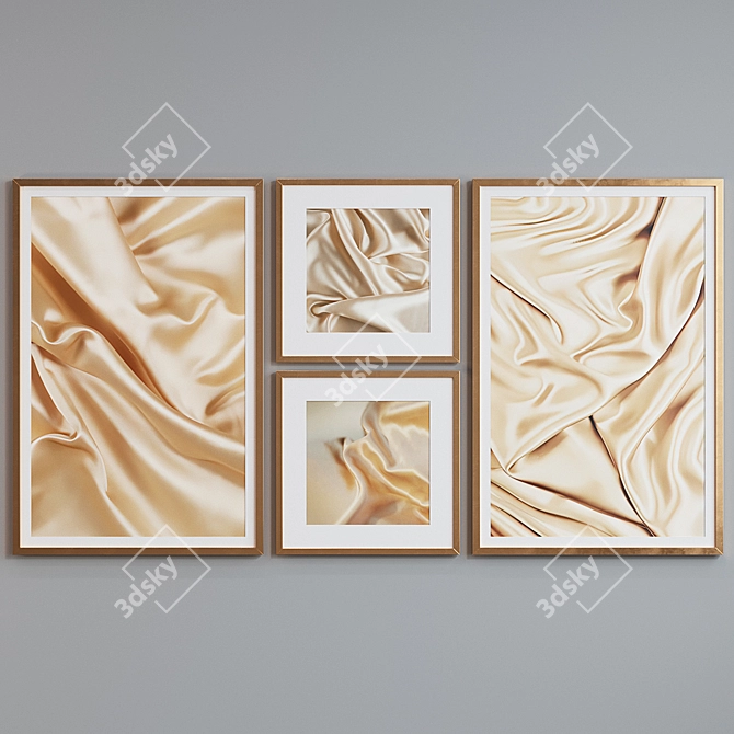 Modern Silk Frame Set with Abstract Patterns 3D model image 2