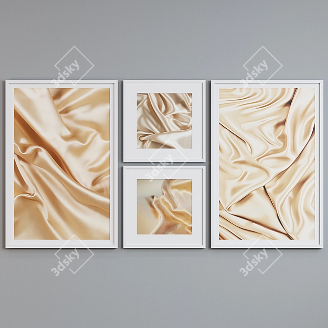 Modern Silk Frame Set with Abstract Patterns 3D model image 3