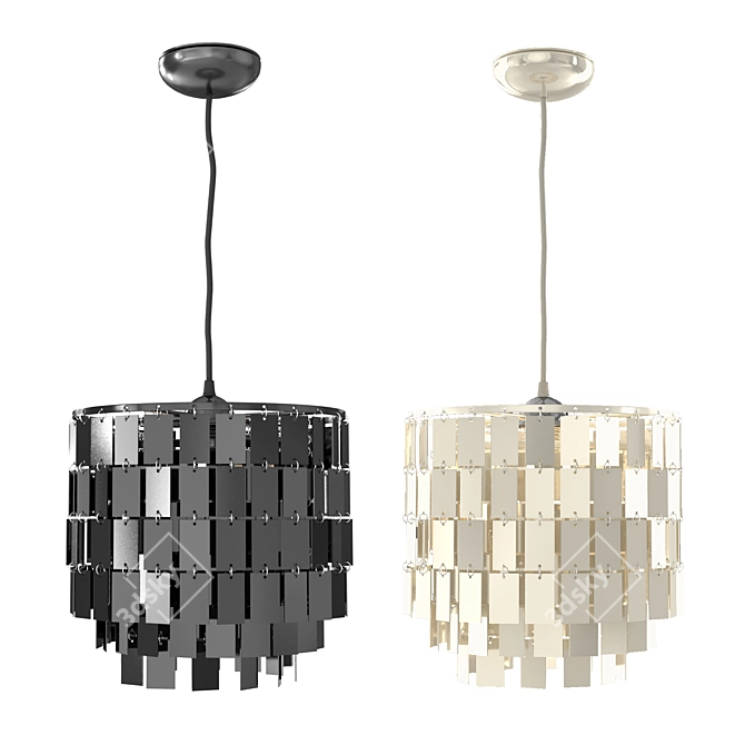 Modern Square Black/White Pendant Lamp 3D model image 3