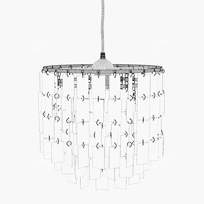 Modern Square Black/White Pendant Lamp 3D model image 8