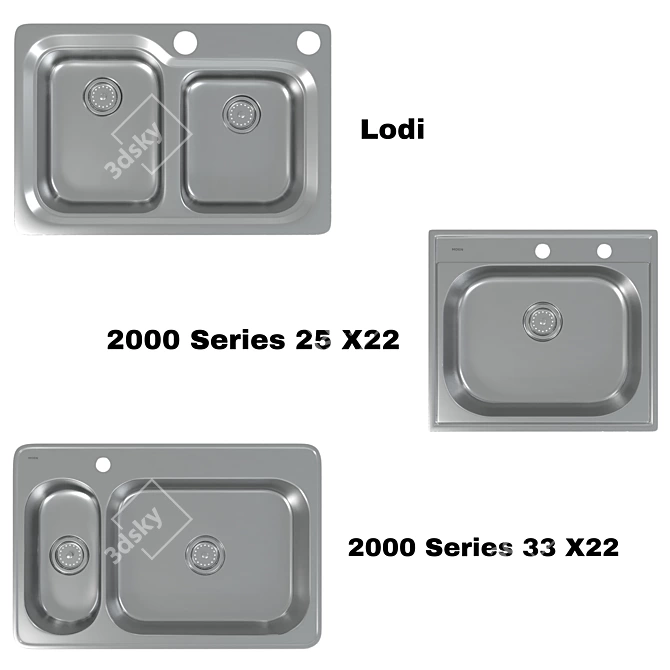 MOEN 2000 Series: Elegant Lodi Sinks 3D model image 4