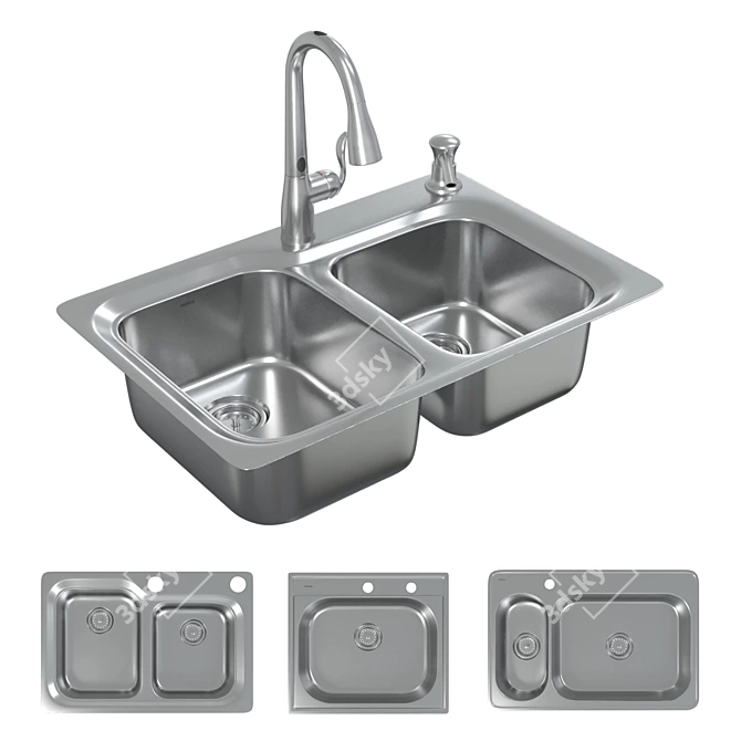 MOEN 2000 Series: Elegant Lodi Sinks 3D model image 7