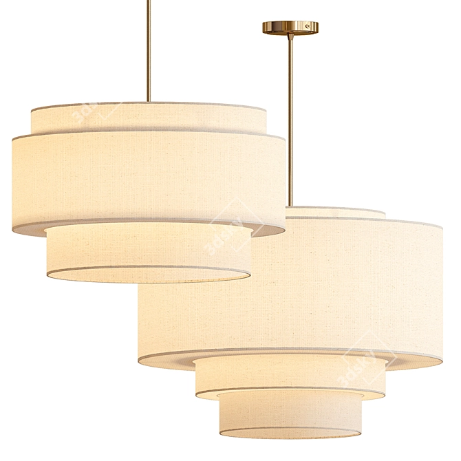 Elegant Tiered Drum Pendant 3D model image 4