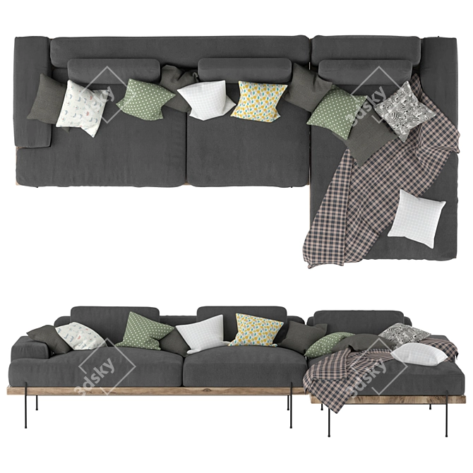 Modern Rivera Sectional Sofa 3D model image 2