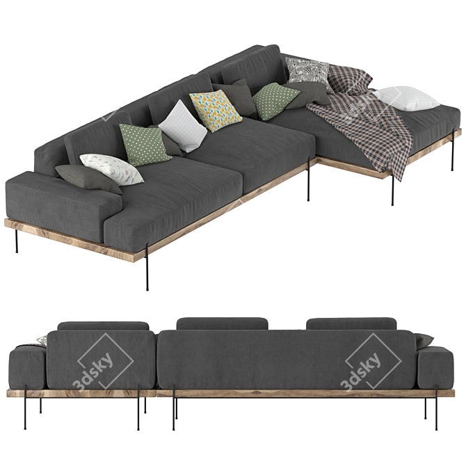 Modern Rivera Sectional Sofa 3D model image 3