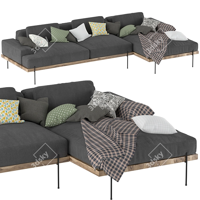 Modern Rivera Sectional Sofa 3D model image 5