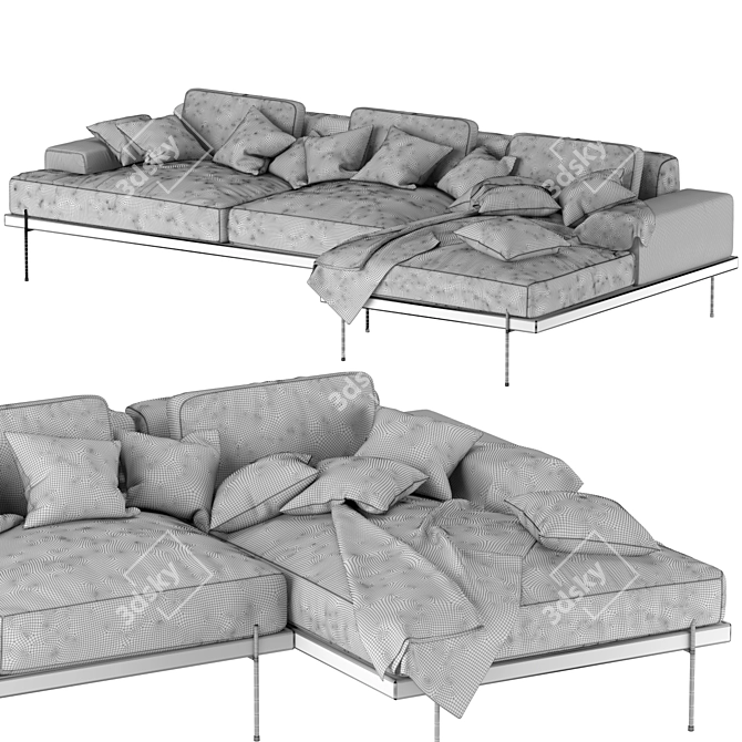 Modern Rivera Sectional Sofa 3D model image 6