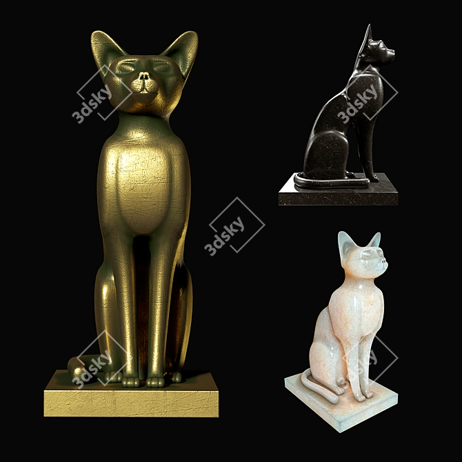 Egyptian Cat Sculpture 3D model image 2