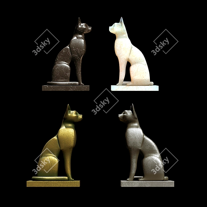 Egyptian Cat Sculpture 3D model image 3