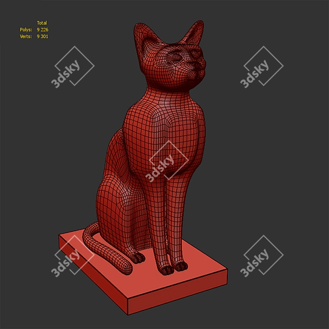 Egyptian Cat Sculpture 3D model image 4