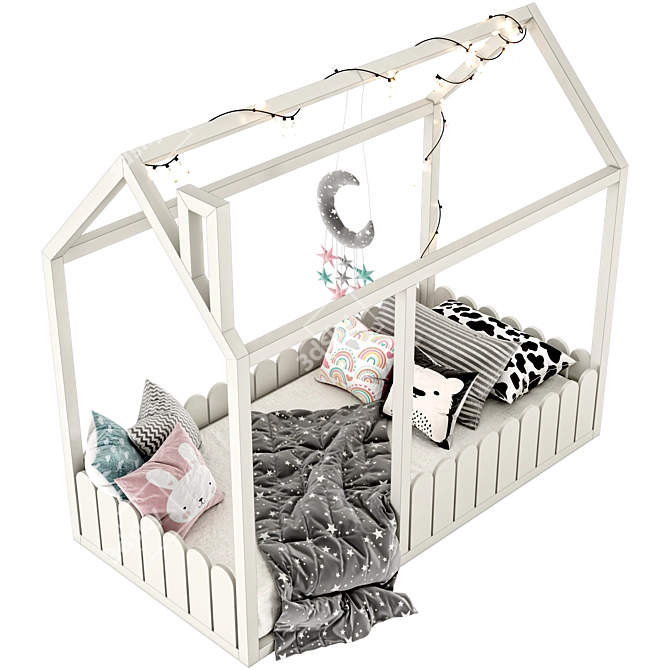 Kids House Bed: Whimsical Sleep Haven 3D model image 1