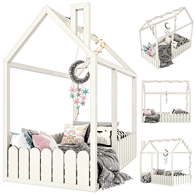 Kids House Bed: Whimsical Sleep Haven 3D model image 2