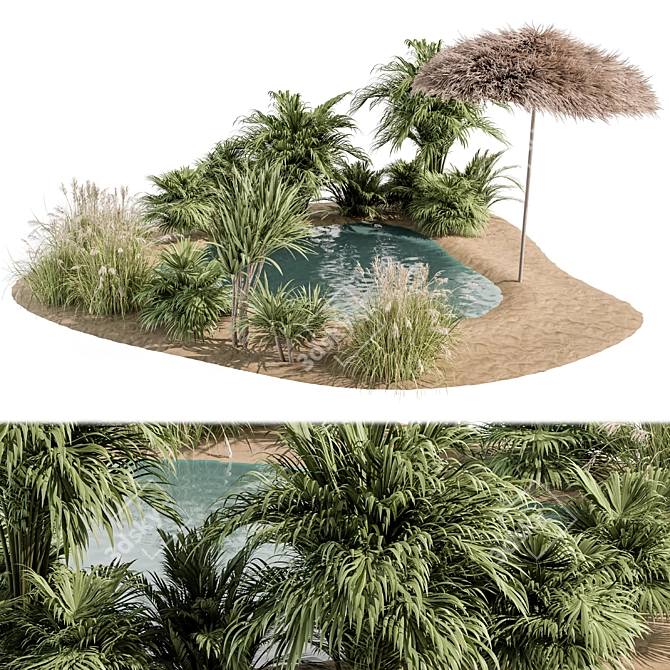 Tropical Summer Lake Furniture Set 3D model image 1