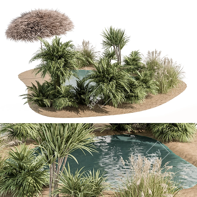Tropical Summer Lake Furniture Set 3D model image 2