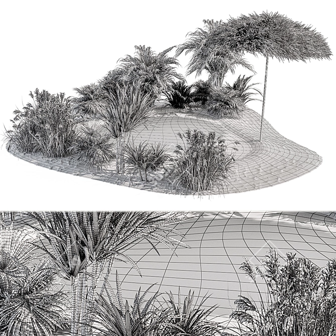 Tropical Summer Lake Furniture Set 3D model image 7
