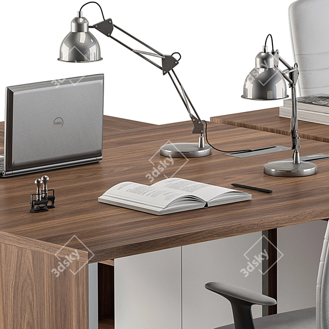 Modern Wood and White Office Set 3D model image 3