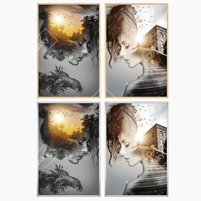 Duo Art Prints with Versatile Frames 3D model image 3