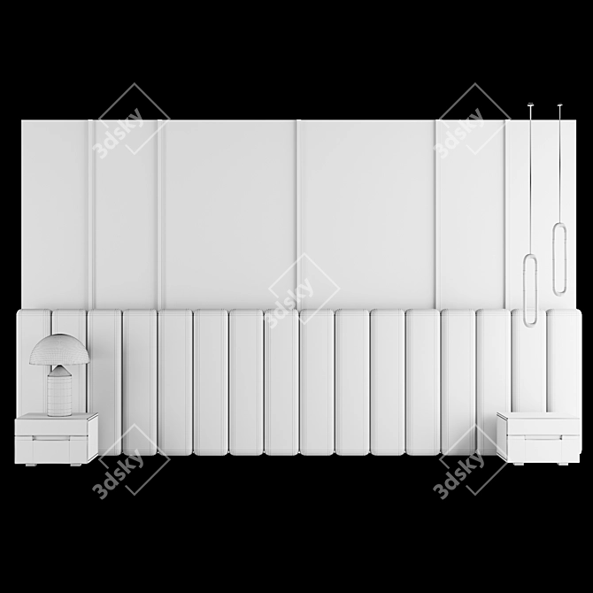 Modern Wall Panel with Headboard 3D model image 2